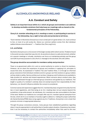 A.A. Conduct and Safety